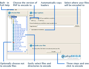 Screenshot of phpSHIELD PHP Encoder